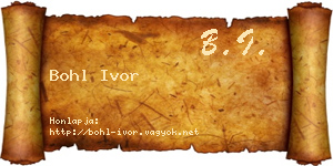 Bohl Ivor névjegykártya